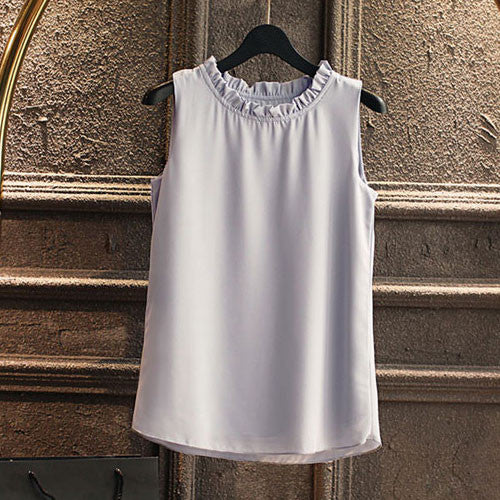GAREMAY Sleeveless Chemise Femme Chiffon Blouse Shirt Women Spring 2017 White Black - Shopy Max