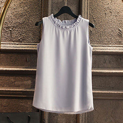 GAREMAY Sleeveless Chemise Femme Chiffon Blouse Shirt Women Spring 2017 White Black - Shopy Max