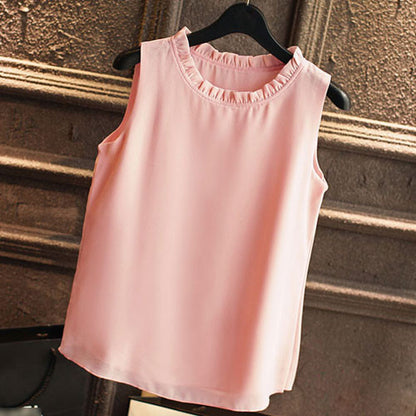 GAREMAY Sleeveless Chemise Femme Chiffon Blouse Shirt Women Spring 2017 White Black - Shopy Max