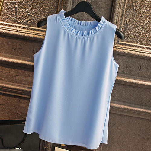 GAREMAY Sleeveless Chemise Femme Chiffon Blouse Shirt Women Spring 2017 White Black - Shopy Max