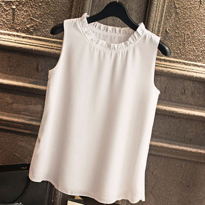 GAREMAY Sleeveless Chemise Femme Chiffon Blouse Shirt Women Spring 2017 White Black - Shopy Max