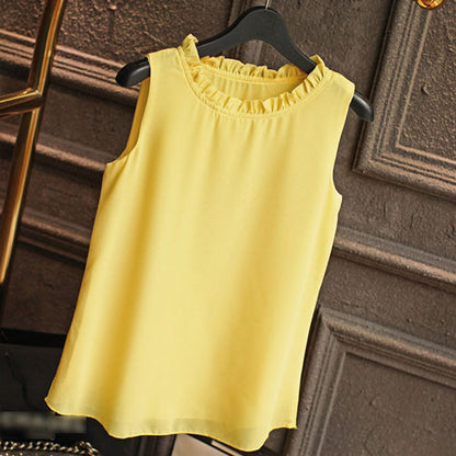 GAREMAY Sleeveless Chemise Femme Chiffon Blouse Shirt Women Spring 2017 White Black - Shopy Max