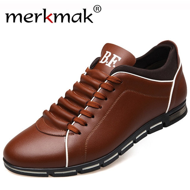 Merkmak Big Size 38-48 Men Casual Shoes Fashion Leather Shoes for Men Summer - Shopy Max