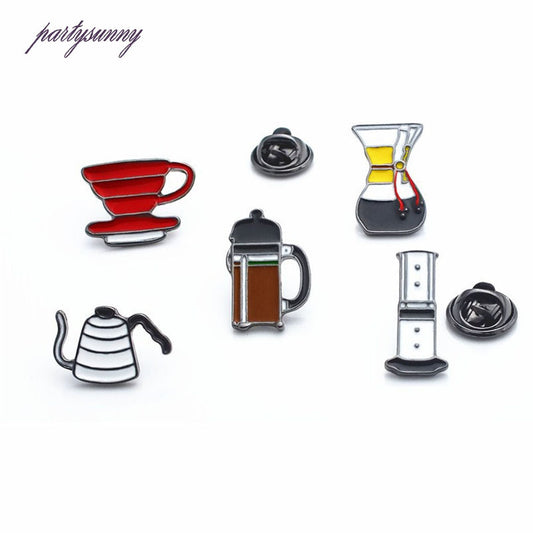 PF US Style Coffee Brooches Badges Enamel Pins Accessories Women's brooch Clothing Costume - Shopy Max