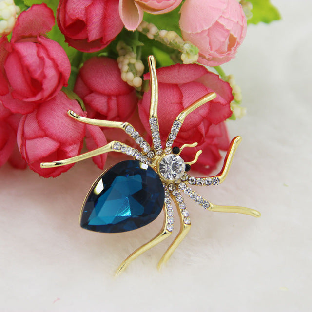 Crystal Spider Brooch Spille Da Donna Enamel Pins Cute Love Collar Tips Mujer