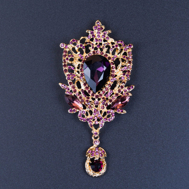 Austrian Rhinestone Brooch Pins For Women Gold Lily Broches Crystal Jewelry Fashion Wedding Party Invitation Relogio Feminino