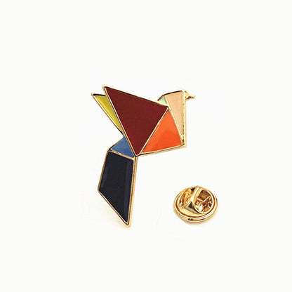 red pink Origami birds rabbit Enamel Pin colorful geometry shapes pins and broches mom Badge - Shopy Max