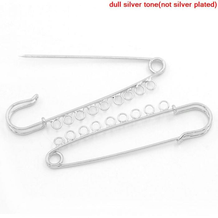 DoreenBeads Retail Safety Enamel Pin Brooches Silver Tone 7.6cm x 2.1cm(3"x 7/8"),10PCs - Shopy Max