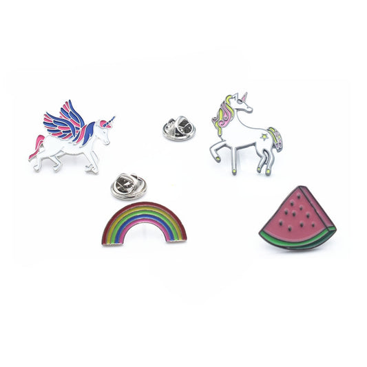 Cartoon Cute Unicorn Pegasus Rainbow Watermelon Brooches Collar Enamel Pin Icons - Shopy Max