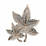 Enamel Pins Badge Crystal Rhinestone Leaves Brooch Pin Plant Lapel Women Cute Tie Collar Chapas - Shopy Max