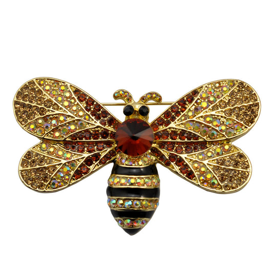 Bee Insect Brooch Enamel Pins Badge Crystal Rhinestone Lapel Women Cute Hat Tie Collar Chapas
