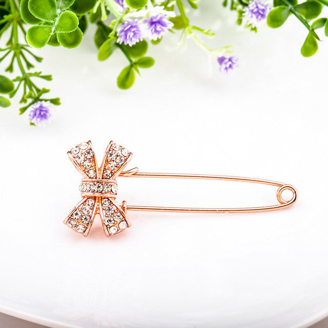 Animal enamel pins New 2017 Rose Gold color Zircon Crystal Luxury Butterfly animal Brooches