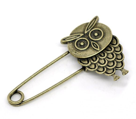 DoreenBeads Retail Antique Bronze Owl Halloween Ornaments Safety Enamel Pin Brooches - Shopy Max