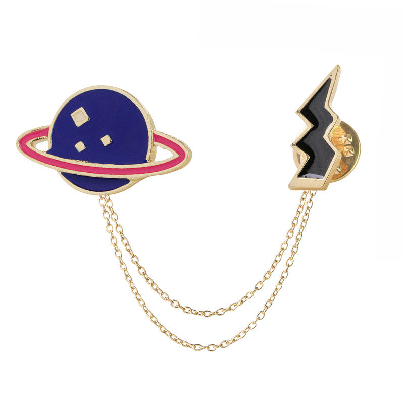 galaxy and lighting enamel pins and brooches gold color fancy metal galactic system bolt - Shopy Max
