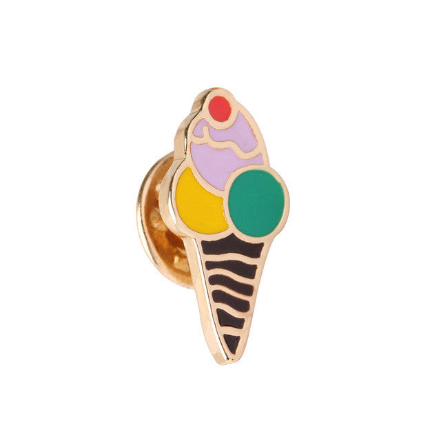 Summer Style Jewelry Enamel Pin Brooch Pins set Cute Beach Holiday Ice Cream Coffee