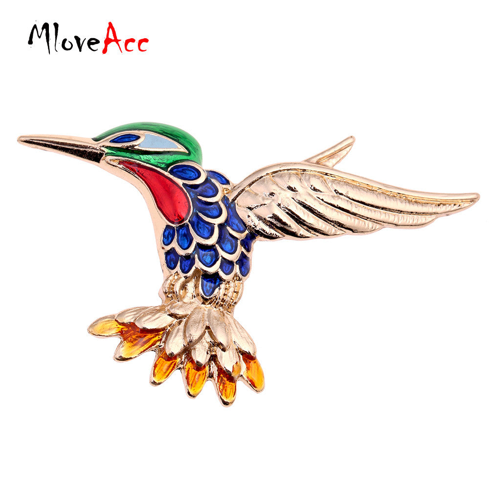 MloveAcc Fashion Jewelry Enamel Hummingbird Brooch Lapel Pin Men Brooch Broche Stereoscopic