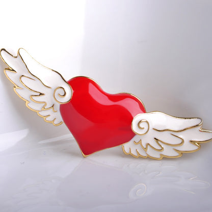 Blucome Card Captor Sakura Heart Wing Brooches For Women Esmalte Enamel Pins Love