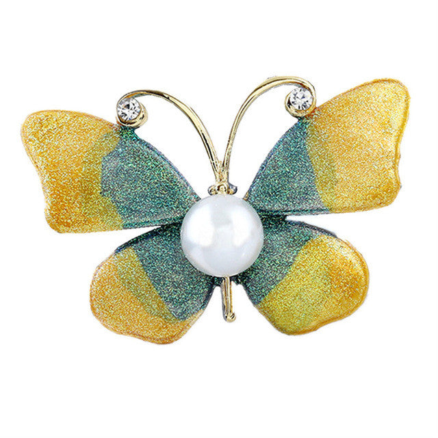 RONGQING 10Pcs/lot Imitation Pearls Enamel Pin Butterfly Brooches for Women Insect - Shopy Max