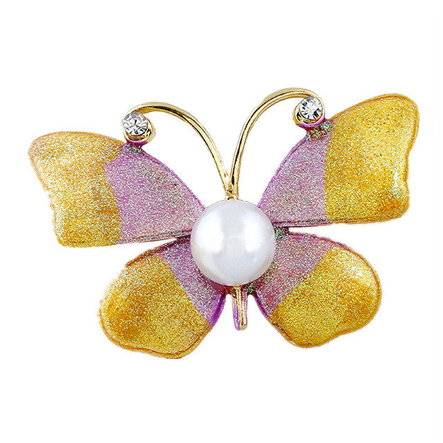 RONGQING 10Pcs/lot Imitation Pearls Enamel Pin Butterfly Brooches for Women Insect - Shopy Max