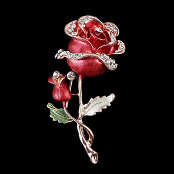 2017 New Pins Rhinestone Brooch Rose Flower lapel Enamel Pin Broches Jewelry