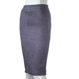 Women Skirts Suede Solid Color Pencil Skirt Female Autumn Winter High Waist Bodycon