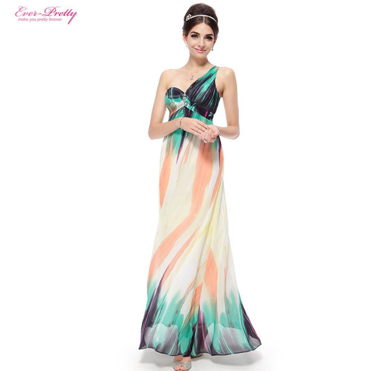 Evening Dresses Ever-Pretty 08008 Fast Shipping  2016 New Arrival One Shoulder Printed Long - Shopy Max