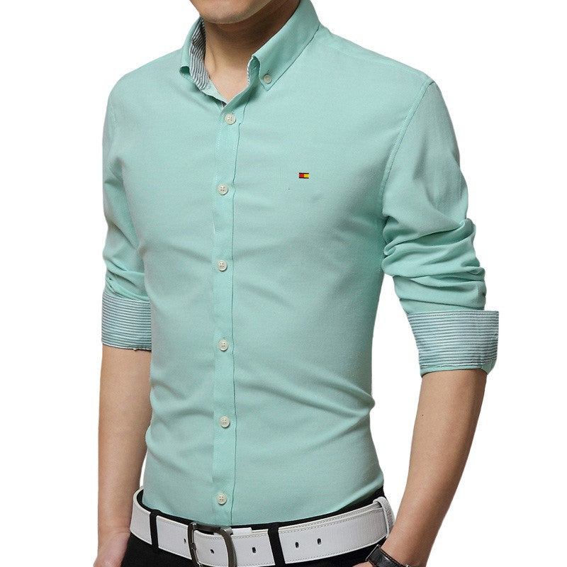 High Quality 2016 New Korean Style Fashion Pure Color Basic Shirt Male Slim