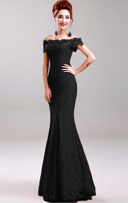 Hot Sale Elegant Beads Lace Mermaid Long Evening Dress 2016 Cheap Red