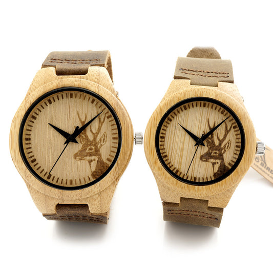Bobobird Lovers' 100% Natural Bamboo Wooden Watch with Genuine