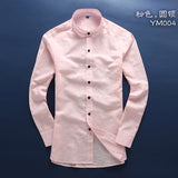 Men White Linen Shirt Stand Collar Chinese Traditional Mandarin Collar Cotton Dress