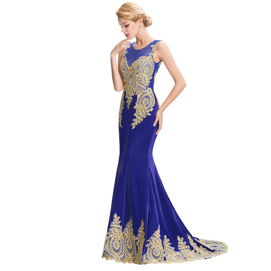 Grace Karin Royal Blue Black Red Evening Dresses Dubai Arabic Gold Appliques 2016 - Shopy Max