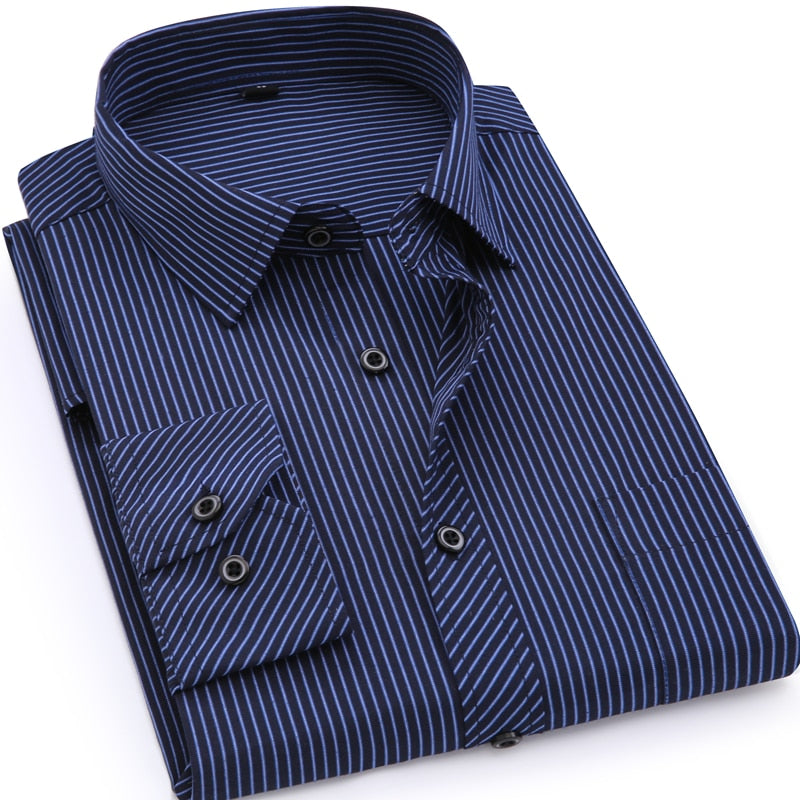 Plus Large Size 8XL 7XL 6XL 5XL 4XL Mens Business Casual Long Sleeved Shirt