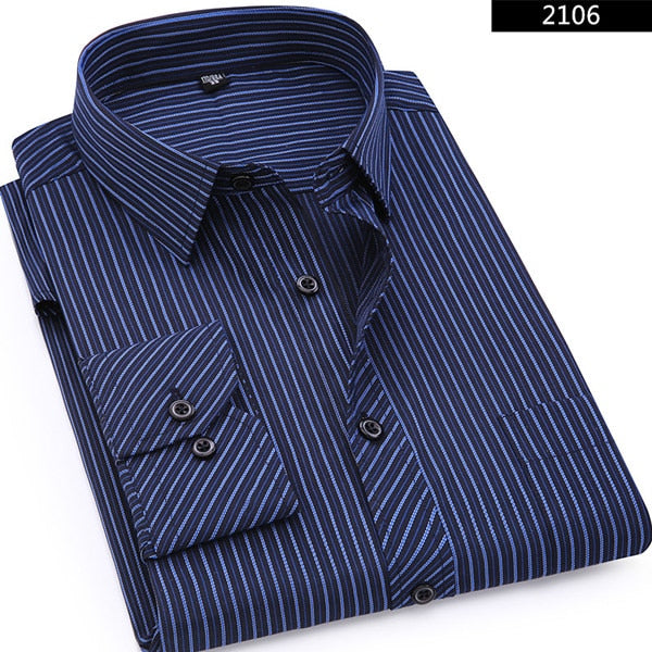 Plus Large Size 8XL 7XL 6XL 5XL 4XL Mens Business Casual Long Sleeved Shirt