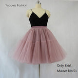 Yuppies Fashion 5 Layers Summer Tulle Skirt Vintage Midi Tutu Skirt Pleated Skirts Womens - Shopy Max