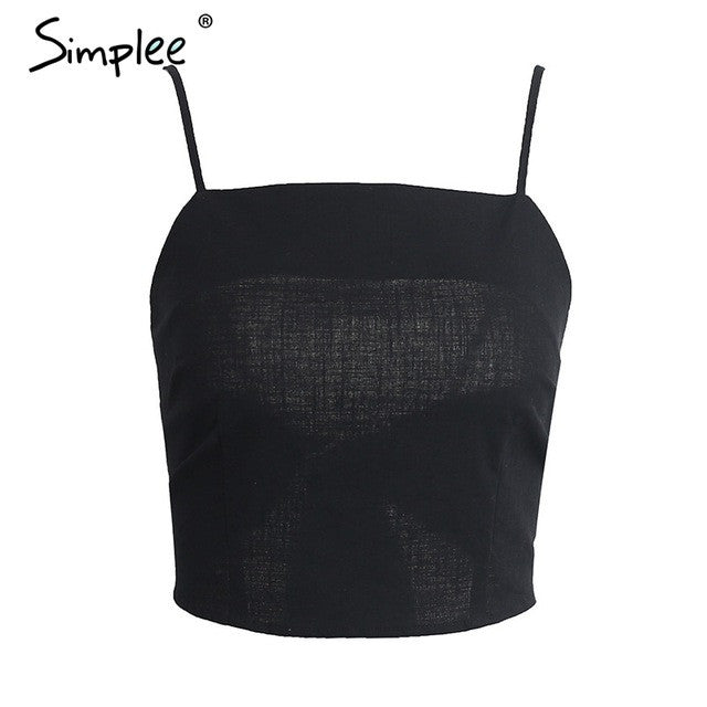 Simplee Belt lace up camisole tank top tees women Summer beach bow female cami crop - Shopy Max