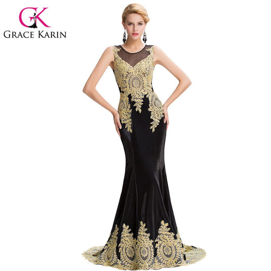 Mermaid Evening Dress 2016 Grace Karin Elegant Long Evening Dresses Black - Shopy Max