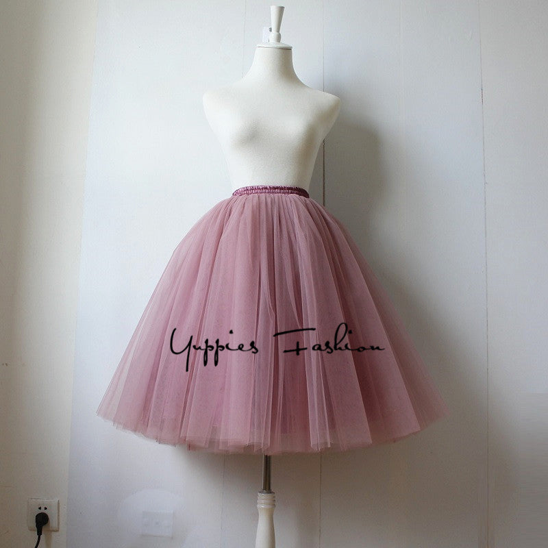Quality 5 Layers 65cm Summer Midi Tulle Skirt Fashion Pleated TUTU Skirts Womens - Shopy Max