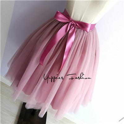 Quality 5 Layers 65cm Summer Midi Tulle Skirt Fashion Pleated TUTU Skirts Womens - Shopy Max