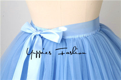 Quality 5 Layers 65cm Summer Midi Tulle Skirt Fashion Pleated TUTU Skirts Womens - Shopy Max