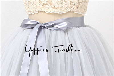 Quality 5 Layers 65cm Summer Midi Tulle Skirt Fashion Pleated TUTU Skirts Womens - Shopy Max