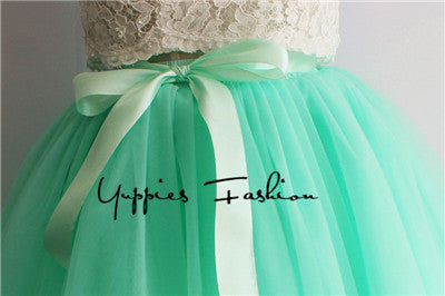 Quality 5 Layers 65cm Summer Midi Tulle Skirt Fashion Pleated TUTU Skirts Womens - Shopy Max