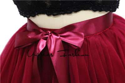 Quality 5 Layers 65cm Summer Midi Tulle Skirt Fashion Pleated TUTU Skirts Womens - Shopy Max