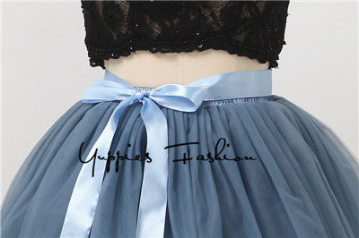 Quality 5 Layers 65cm Summer Midi Tulle Skirt Fashion Pleated TUTU Skirts Womens - Shopy Max