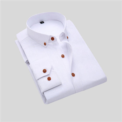 2016 New Fashion Brand Men Casual Shirt Solid Long Sleeve Collar Cotton Linen