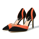 YJP Women 9.5cm D'Orsay Two-Piece Sexy Pumps, Yellow/Red/Orange