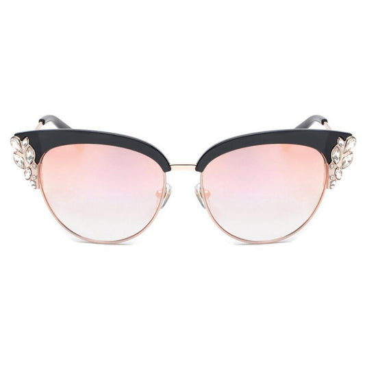 ROYAL GIRL Exaggeration Cat Eye Sunglasses Women Brand Designer Half Frame Diamante Sun Glasses Summer Style oculos de sol SS224