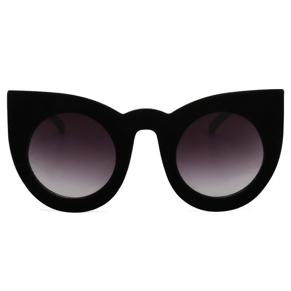 ROYAL GIRL 2017 Fashion Sexy Round Cat Eye Sunglasses Plush personality Border Velvet Frame Sun Glasses For Women Oculos SS205