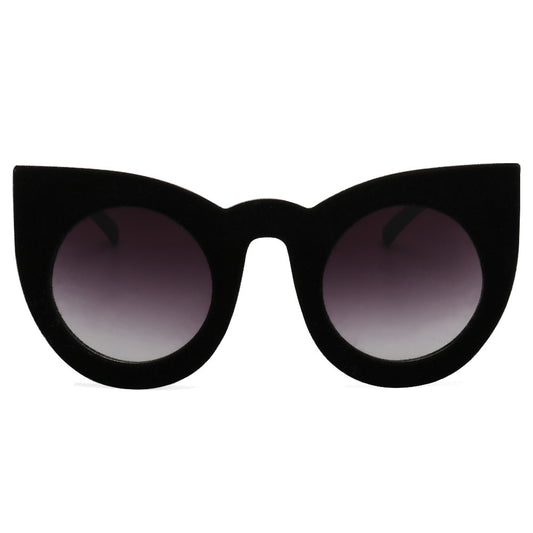 ROYAL GIRL 2017 Fashion Sexy Round Cat Eye Sunglasses Plush personality Border Velvet Frame Sun Glasses For Women Oculos SS205