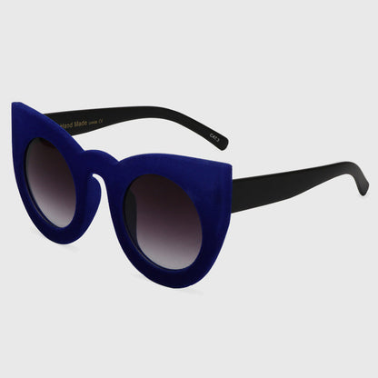 ROYAL GIRL 2017 Fashion Sexy Round Cat Eye Sunglasses Plush personality Border Velvet Frame Sun Glasses For Women Oculos SS205