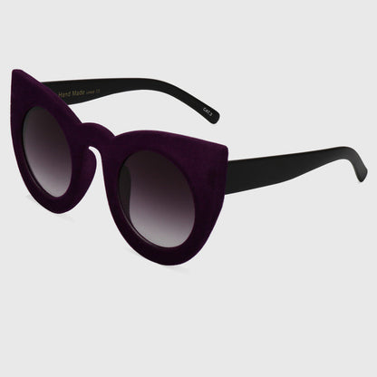 ROYAL GIRL 2017 Fashion Sexy Round Cat Eye Sunglasses Plush personality Border Velvet Frame Sun Glasses For Women Oculos SS205